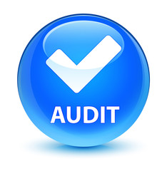 Audit (validate icon) glassy cyan blue round button