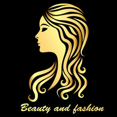 Illustration of a girl with a hairstyle drawing of a golden beauty and fashion