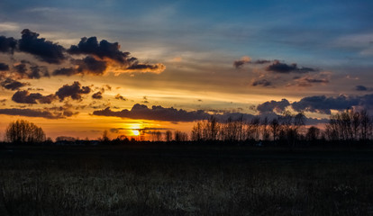 Sunset over field somewhere in Poland
