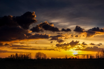 Sunset over field somewhere in Poland