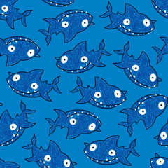 Fototapeta premium seamless blue shark pattern vector illustration