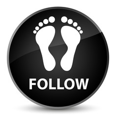 Follow (footprint icon) elegant black round button