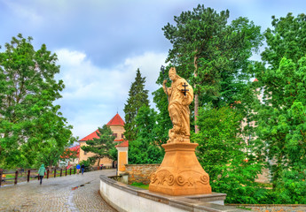 Statue on the bridge in Telc, Czech Republic