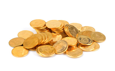 Gold Thai baht, money, Thai coin, Money thai coins ( bath) staircase sorted. King of Thailand. savings, Busines successful.