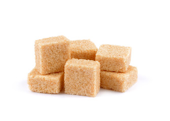 Brown cane sugar cubes, Brown cane sugar cubes isolated