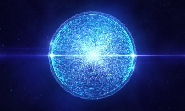 Abstract Energetic Explosive Blue Particles Sphere