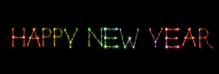 Obraz premium HAPPY NEW YEAR 2018 from colorful sparkle