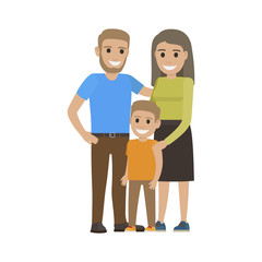 Married Couple in Casual Cloth and Little Son