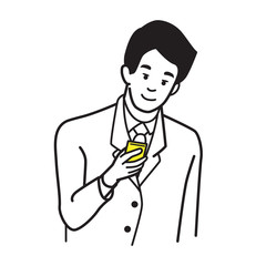 Happy businessman using phone