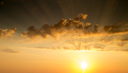 Fiery orange sunset sky. Beautiful sky.