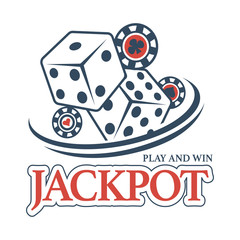Play and win at casino jackpot promotional emblem
