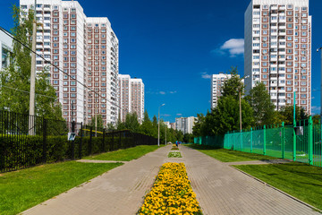 City landscape in Zelenograd district of Moscow, Russia