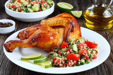 roasted juicy chicken and couscous salad