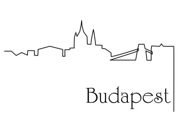 Naklejka premium Budapest city one line drawing background