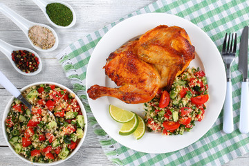 grilled juicy chicken with couscous salad