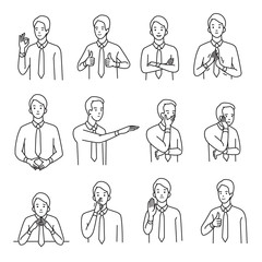 Body language hand sign set