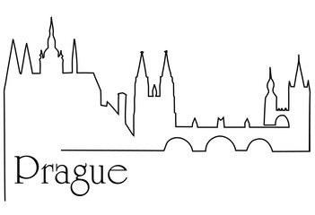  Prague city one line drawing background