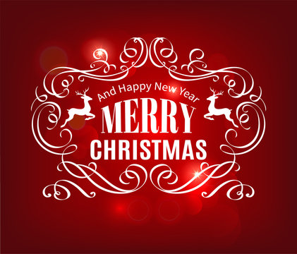 Christmas and New Year typography red background