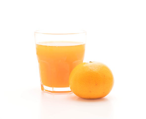 orange juice with orange on white background