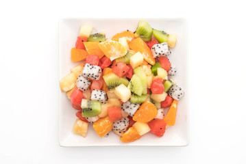 mix sliced fruits (orange, dragon fruit, watermelon, pineapple, kiwi)