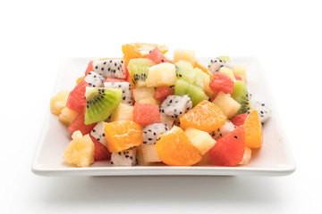 mix sliced fruits (orange, dragon fruit, watermelon, pineapple, kiwi)
