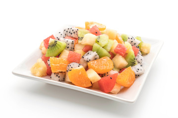 mix sliced fruits (orange, dragon fruit, watermelon, pineapple, kiwi)