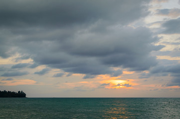 Dramatic colorful sunset and sunrise sky
