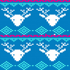 Seamless winter patterns with pixels