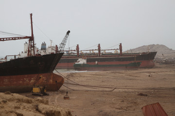 Ships run ashore for disassembly