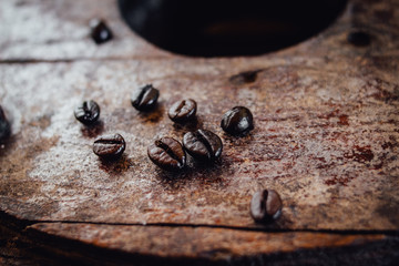 Coffee bean on wooden 