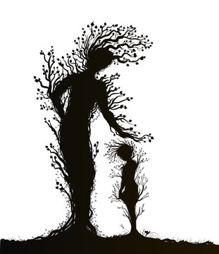two tree silhouettes