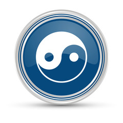 Blauer Button - Yin-Yang