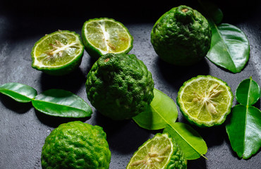 Bergamot on black background.
