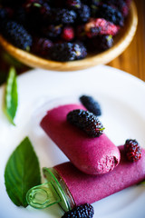 Sweet ice cream of black mulberry