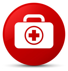 First aid kit icon red round button