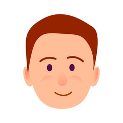 Brunette Boy with Smile Close-up Portrait Flat