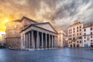 view of Pantheon in the morning. Rome. Italy.