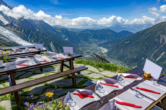 Mountain restaurant overlooking Chamonix