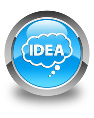 Idea bubble icon glossy cyan blue round button