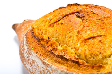 cakes and breads on a white background