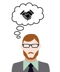 Person denkt an Handschalg