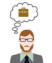 Person denkt an Koffer