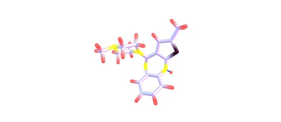 Obraz na płótnie Canvas Olanzapine molecular structure isolated on white
