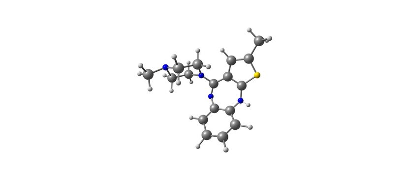 Olanzapine Molecular Structure Isolated On White