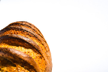 cakes and breads on a white background
