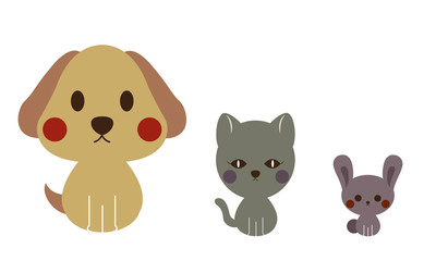 Fototapeta premium Dogs and cats and rabbits cartoon