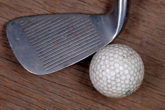 Antique Golf Club And Ball