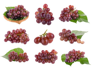 Red grapes isolated on over white background