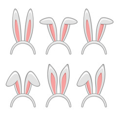 Easter Rabbit Ears Masks Set. Vector