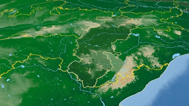 Chhattisgarh - India, region extruded. Bumps shaded